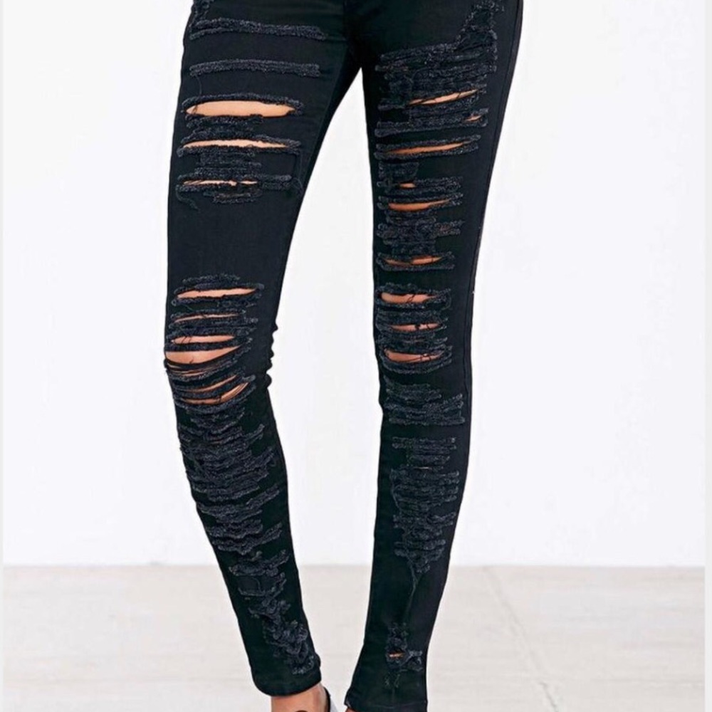 BLANKNYC Destroyed Black Skinny Jeans size 24